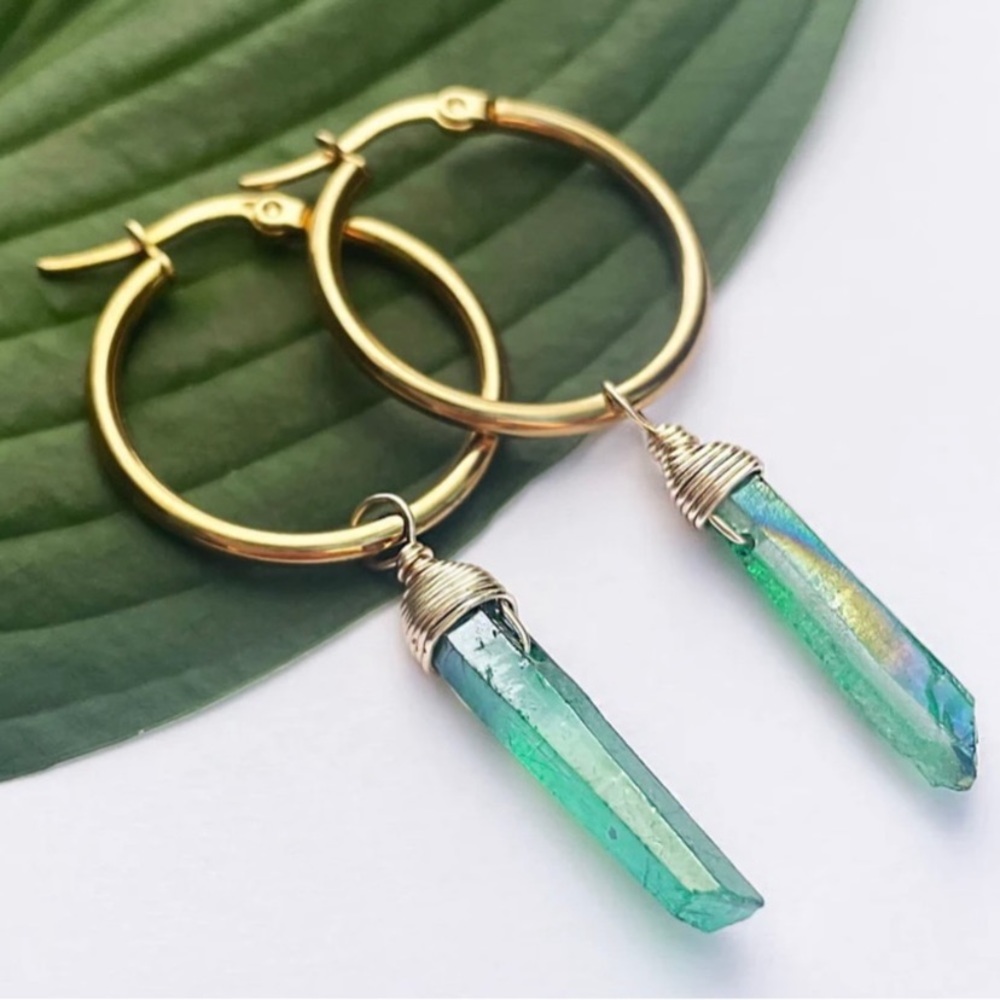 NWOT Crystal Hoop Earrings